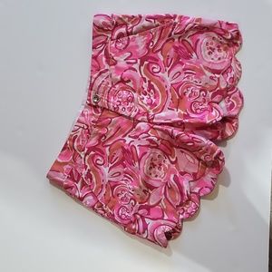 LILLY PULITZER Pink Buttercup Short 5" Scalloped Hemline
